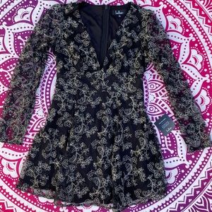 NWT Lulus Enraptured Embroidered Long Sleeve Dress